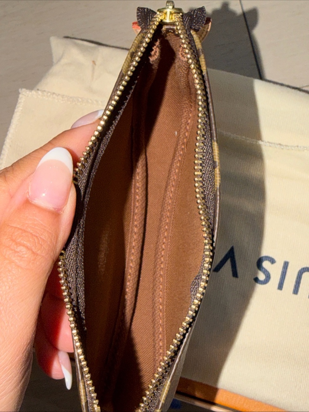 Louis Vuitton Monogram Mini Pochette in Brown with Gold Hardware - Picture 9 of 12